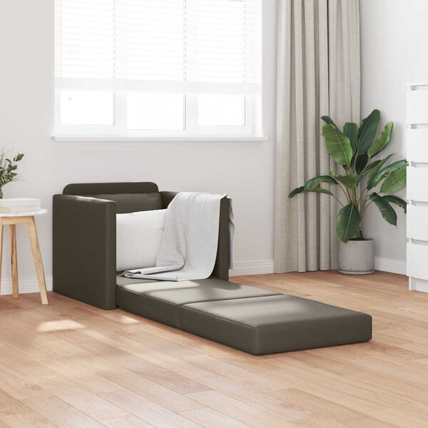 vidaXL Sof&aacute;-Cama 60cm Cinzeto Couro Artificial