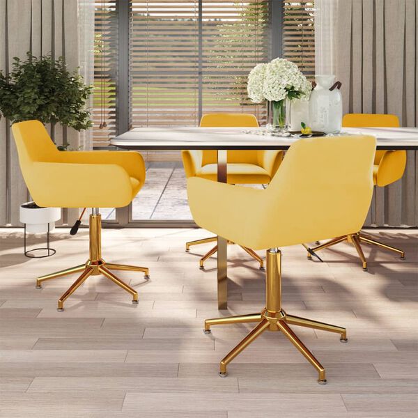 vidaXL Cadeiras de jantar girat&oacute;rias 4 pcs veludo amarelo