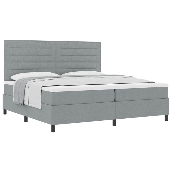 vidaXL Cama Box com colch&atilde;o Cinzento-claro 200 x 200 cm tecido