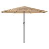 vidaXL Guarda-sol c/ luzes LED e poste de a&ccedil;o 388x388x248 cm castanho