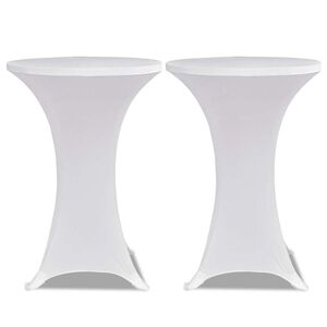 vidaXL Cobertura de mesa, el&aacute;stico, em branco, 2 pe&ccedil;as &Oslash;60