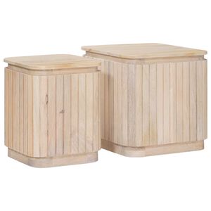 vidaXL Conjunto de Mesas Laterais Artesanais 2 unid. Branco