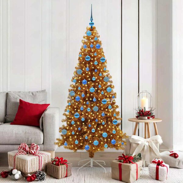 vidaXL &Aacute;rvore de Natal com 300 LEDs com suporte Ouro 180 cm PET