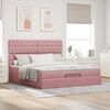 moldura de cama otomana vidaXL com colch&atilde;o rosa 200x200cm Veludo