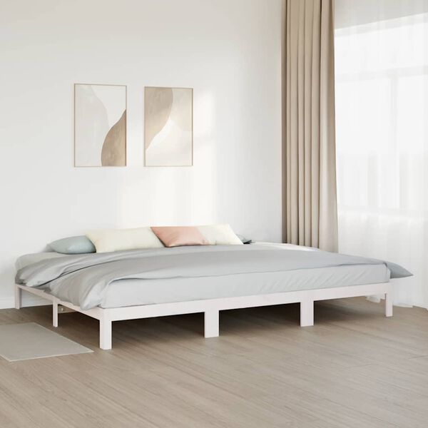 vidaXL Estrutura de cama familiar sem colch&atilde;o branco 240x200 cm