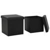 vidaXL Bancos de arruma&ccedil;&atilde;o dobr&aacute;veis 2 pcs couro artificial preto