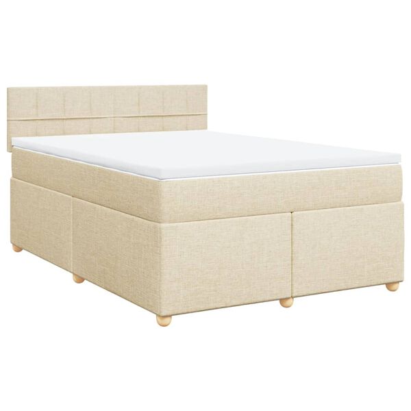 vidaXL Cama com molas/colch&atilde;o 160x200 cm tecido cor creme
