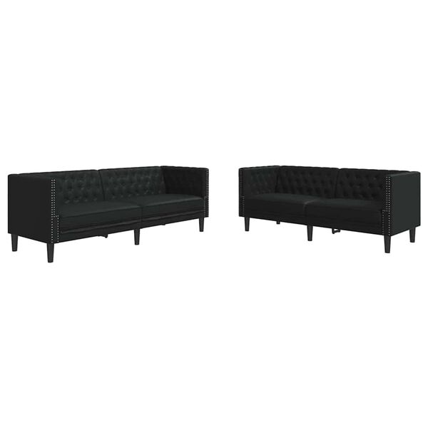 vidaXL Sof&aacute; de Sala de Estar 2 pcs Preto 194 x 74,5 x 70,5 cm