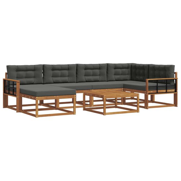 vidaXL Conjunto de Sof&aacute;s para Exterior 7 pcs Natural e Antracite