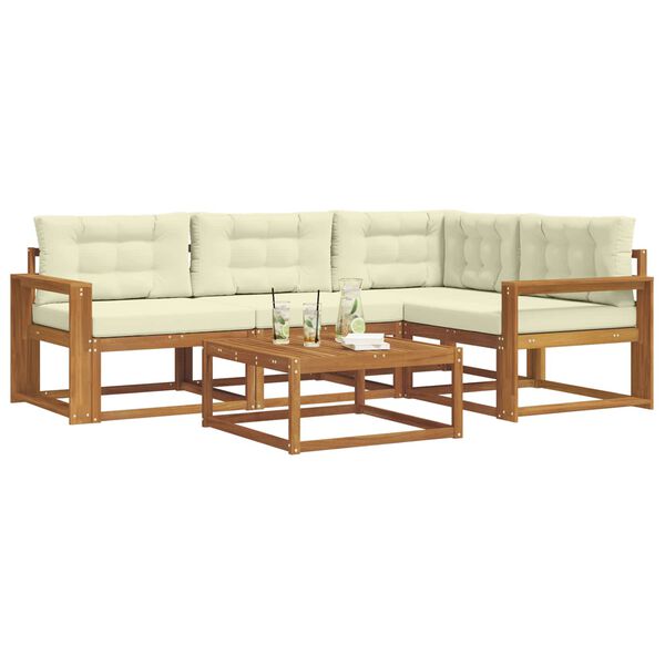 vidaXL Conjunto de Sof&aacute;s para Exterior 5 pcs Natural e Creme