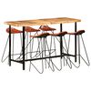 vidaXL 7 pcs conjunto de bar madeira de ac&aacute;cia maci&ccedil;a e couro genu&iacute;no