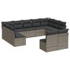 vidaXL 11 pcs conjunto sof&aacute;s de jardim c/ almofad&otilde;es vime PE cinzento