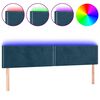vidaXL Cabeceira de cama c/ luzes LED veludo 180x5x78/88cm azul-escuro