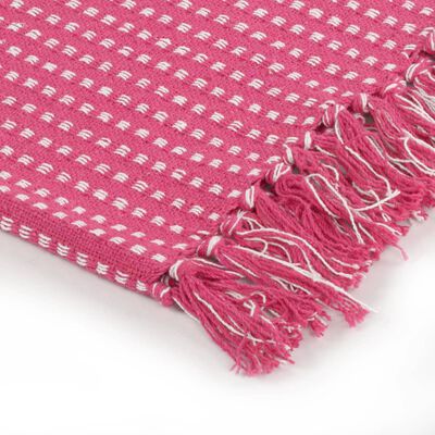 vidaXL Manta em algodão aos quadrados 125x150 cm rosa