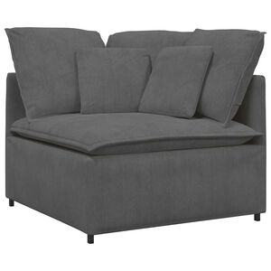vidaXL M&oacute;dulo de canto para sof&aacute; modular com almofadas, cinza escuro, 100 cm