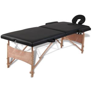 vidaXL Mesa massagem dobr&aacute;vel 2 zonas estrutura madeira preto