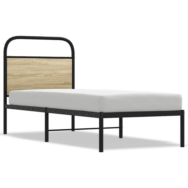 vidaXL Cabeceira de cama 75 cm derivados madeira/a&ccedil;o carvalho sonoma