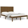 vidaXL Estrutura de cama casal 135x190 cm pinho maci&ccedil;o castanho-mel