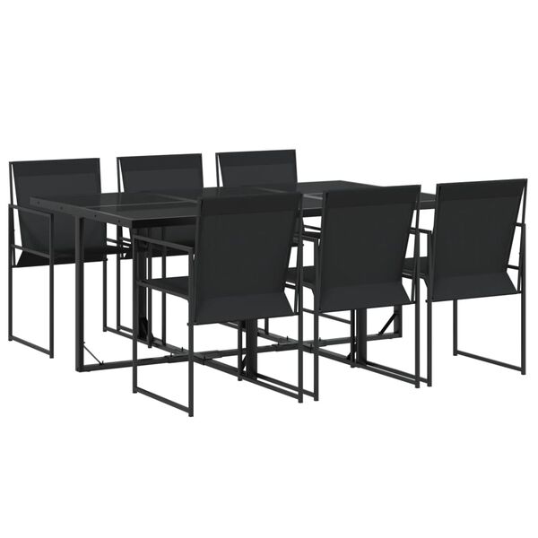 vidaXL 7 pcs conjunto de jantar para jardim textilene preto