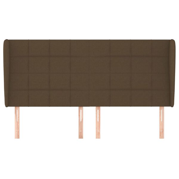 vidaXL Cabeceira cama c/ abas tecido 203x23x118/128 cm castanho-escuro