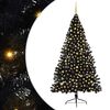 vidaXL &Aacute;rvore de Natal Artificial Pr&eacute;-iluminada Preto 240 cm PVC