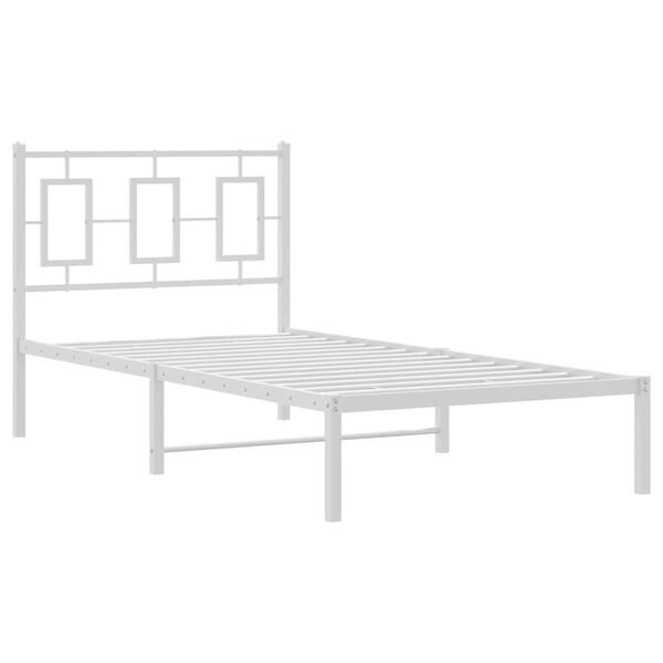 vidaXL Estrutura de cama com cabeceira 90x200 cm metal branco