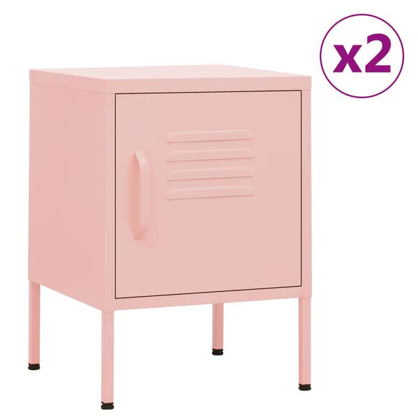 vidaXL Mesas de cabeceira 2 pcs 35x35x51 cm a&ccedil;o rosa