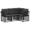 vidaXL Conjunto de Sof&aacute;s para Exterior 4 pcs Preto Poli&eacute;ster