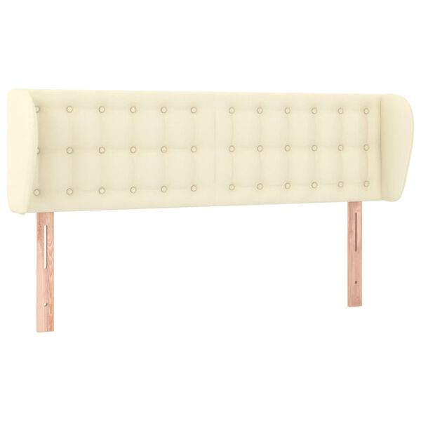 vidaXL Cabeceira de cama c/ abas couro artificial 147x23x78/88cm creme