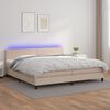 vidaXL Cama box spring c/colch&atilde;o/LED 200x200cm couro artif. cappuccino