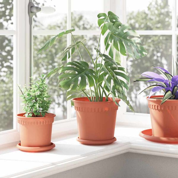 vidaXL Vaso Redondo para Flores 24 pcs Vermelho Tijolo &Oslash; 19 x 16 cm