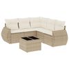 vidaXL 6 pcs conjunto de sof&aacute;s p/ jardim com almofad&otilde;es vime PE bege
