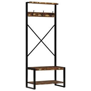 vidaXL Suporte para roupas 80x40x190 cm madeira reciclada maci&ccedil;a