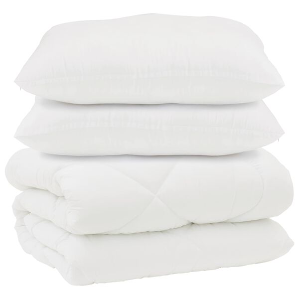 vidaXL Duvet com Travesseiros 3 pcs Branco Microfibra e Penas de Ganso
