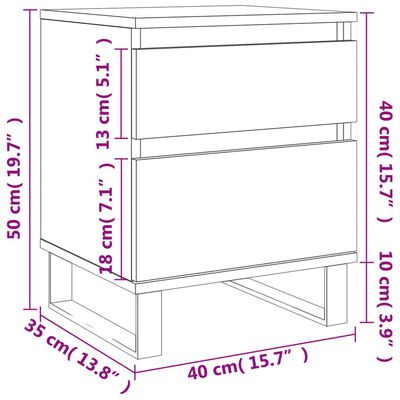 vidaXL Mesa de cabeceira 40x35x50 cm derivados de madeira preto
