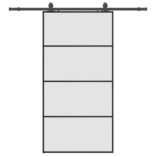 vidaXL Porta desliz. c/ conj. ferragens 102,5x205cm vidro ESG preto