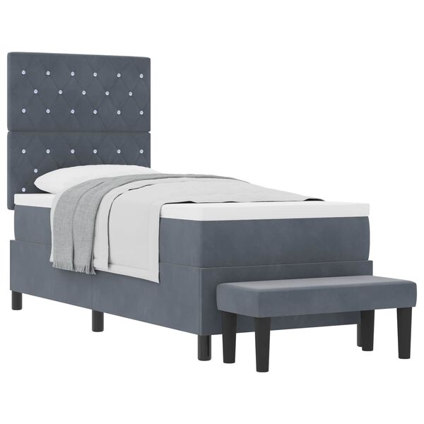 vidaXL Cama Box com colch&atilde;o Cinzento escuro 80 x 200 cm Veludo