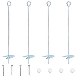 vidaXL &Acirc;ncora para Terra 4 pcs Prateado &Oslash;10 x 50 cm Metal Galvanizado