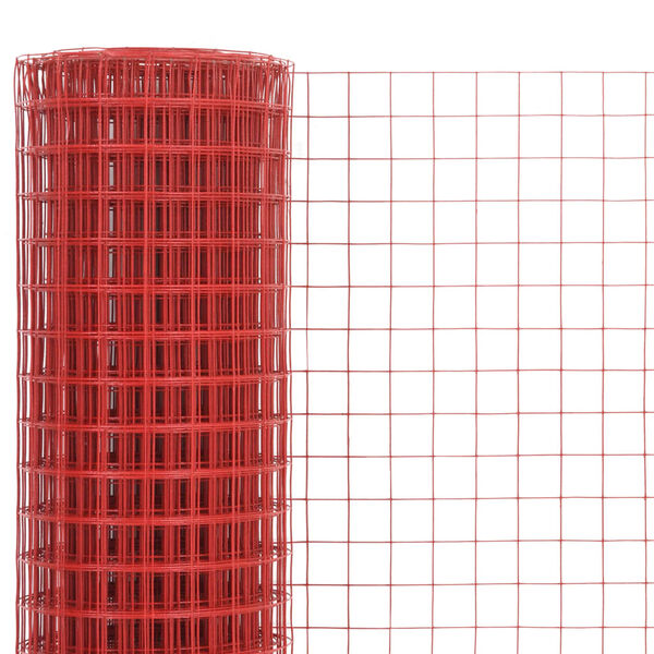 vidaXL Cerca arame galinheiro 25x1,5m a&ccedil;o c/ revestimento PVC vermelho