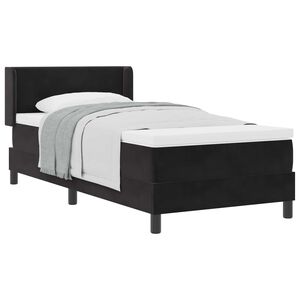vidaXL Cama Box com colch&atilde;o com cabeceira Preto 200 x 80 cm Poli&eacute;ster