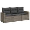 vidaXL 3 pcs conjunto sof&aacute;s de jardim c/ almofad&otilde;es vime PE cinzento