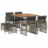 vidaXL 9 pcs conjunto de jantar p/ jardim c/ almofad&otilde;es vime PE cinza