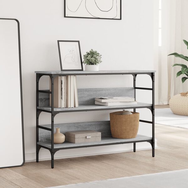 vidaXL Mesa consola 100x32x75 cm derivados de madeira cinzento sonoma