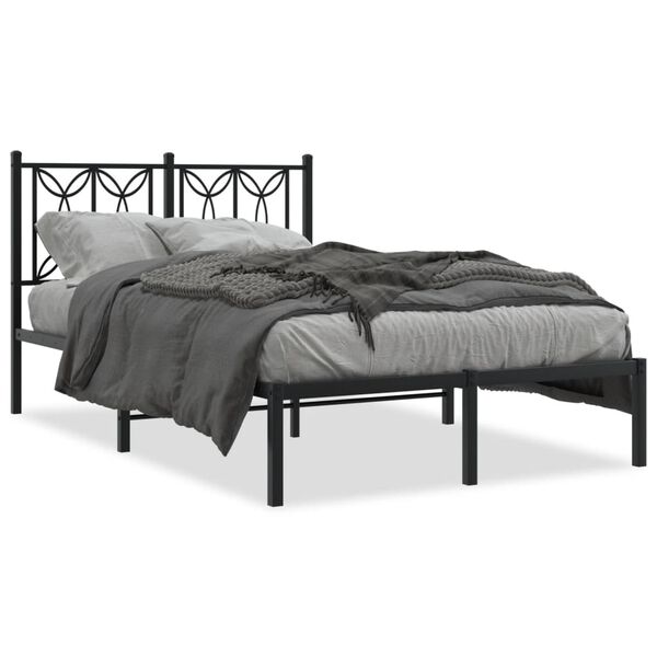vidaXL Estrutura de cama com cabeceira 120x200 cm metal preto