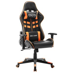 vidaXL Cadeira de gaming couro artificial preto e laranja