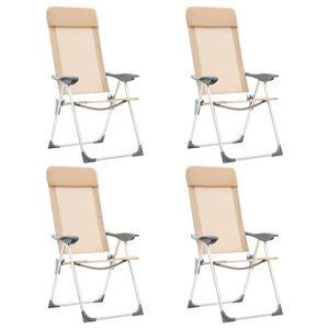 vidaXL Cadeiras de campismo dobr&aacute;veis 4 pcs alum&iacute;nio creme