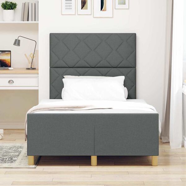 vidaXL Estrutura da Cama Cinzento escuro 120 x 190 cm tecido
