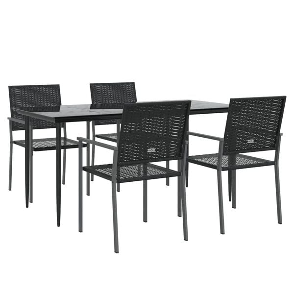 vidaXL 5 pcs conjunto de jantar p/ jardim vime PE e a&ccedil;o