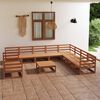 vidaXL 11 pcs conjunto lounge de jardim pinho maci&ccedil;o castanho mel