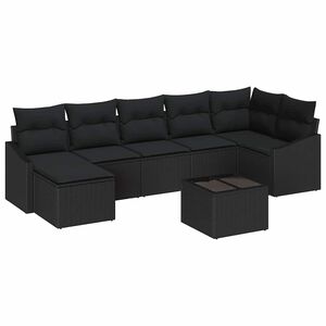 vidaXL Conjunto de Sof&aacute; de Jardim com almofada 8 pcs Preto vime PE